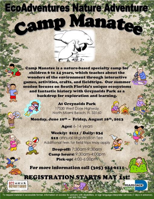 Camp Manatee Summer 2013 Flyer