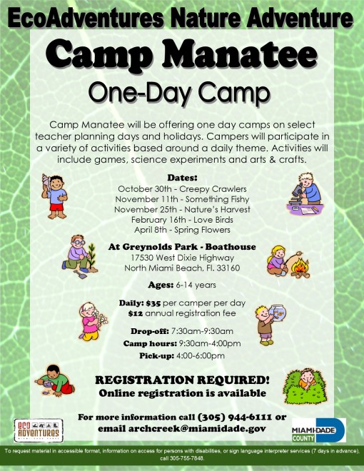 Camp Manatee One-Day Camp 2015-2016